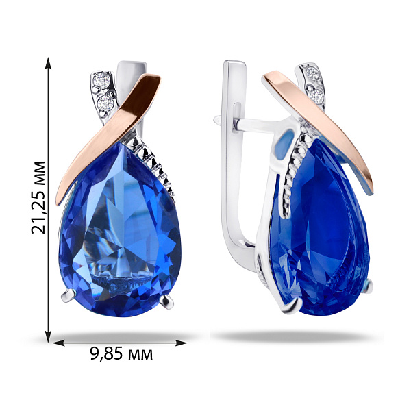 Срібні сережки з танзанітом і фіанітами (арт. 7202/226тзнссп) – зображення 2