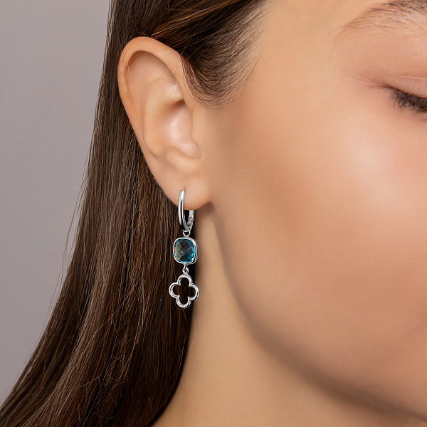 Золотые серьги с подвесками из кварца (арт. 106464бПкс) – изображение 3