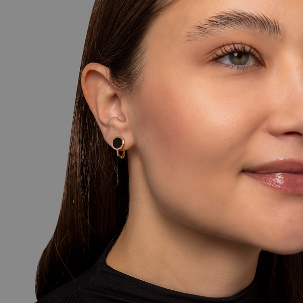 Золотые серьги с эмалью Лýна (арт. 111216еч) – изображение 2