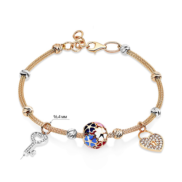 Браслет из красного золота с эмалью и фианитами (арт. 325055кбецвП2) – изображение 2