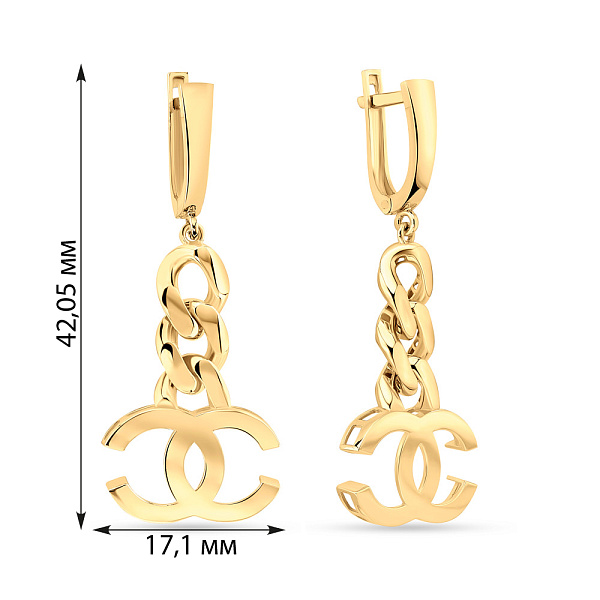 Серьги-подвески из желтого золота (арт. 108687ж) – изображение 4