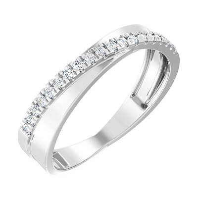 Золотое кольцо в белом цвете металла с бриллиантами (арт. К011056015/1б)