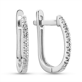 Сережки из белого золота с бриллиантовой дорожкой (арт. С011196010б)