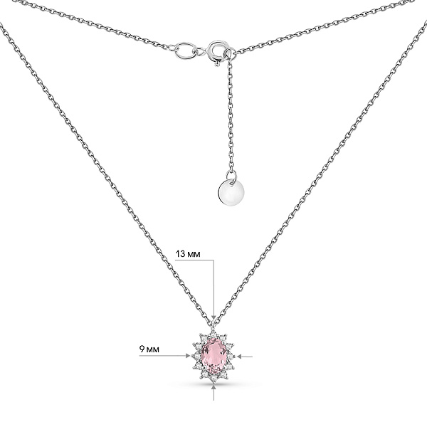 Колье из белого золота с морганитом и фианитами (арт. 361250ПбмГ) – изображение 3