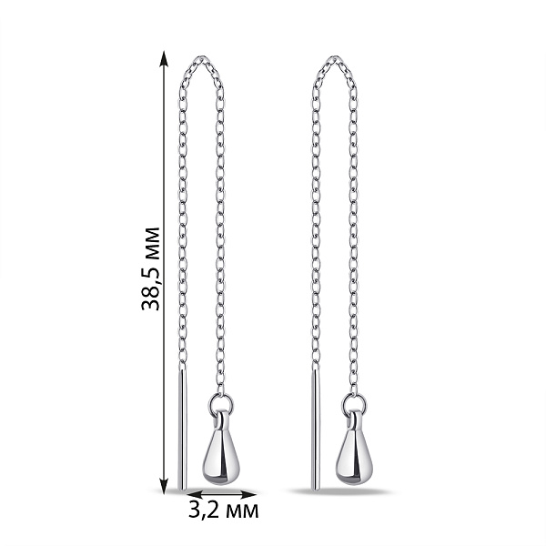 Срібні сережки-протяжки Крапля (арт. 7502/9005/1) – зображення 2
