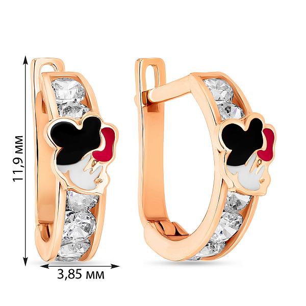 Детские золотые сережки с эмалью и фианитами (арт. 104214) – изображение 2