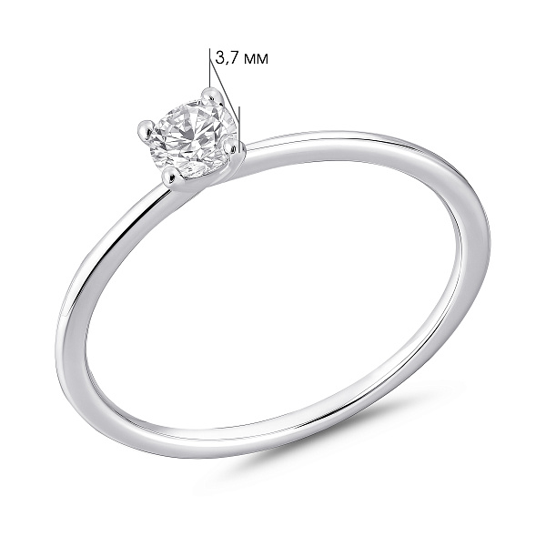 Тонкое серебряное кольцо с одним фианитом (арт. 7501/8325/1) – изображение 2
