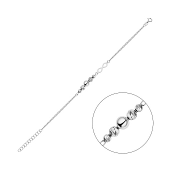 Браслет из белого золота "Бесконечность" с шариками (арт. 325462б)