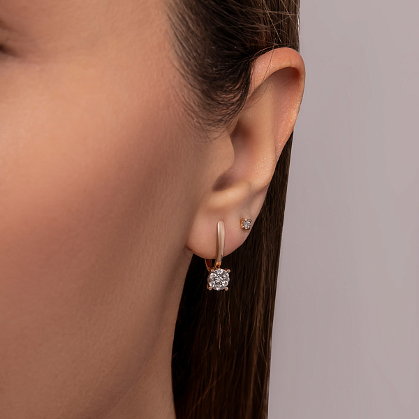 Серьги из красного золота с бриллиантами (арт. С011752020) – изображение 3
