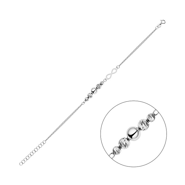 Браслет из белого золота "Бесконечность" с шариками (арт. 325462б) – изображение 1