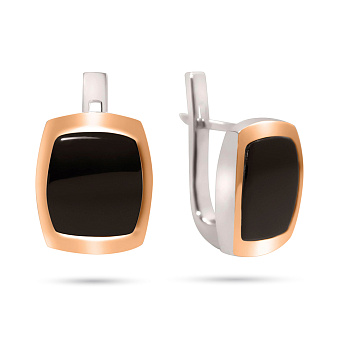 Фото Срібні сережки з оніксом (арт. 7202/255/1о)