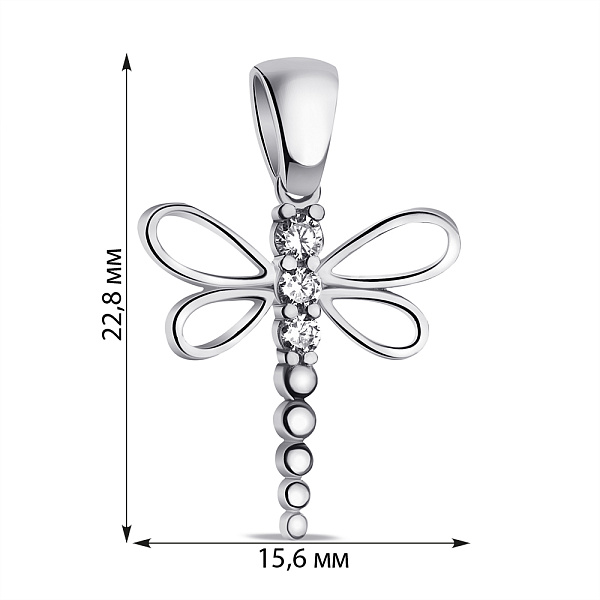 Кулон из серебра Стрекоза с фианитами (арт. 7503/4205) – изображение 2