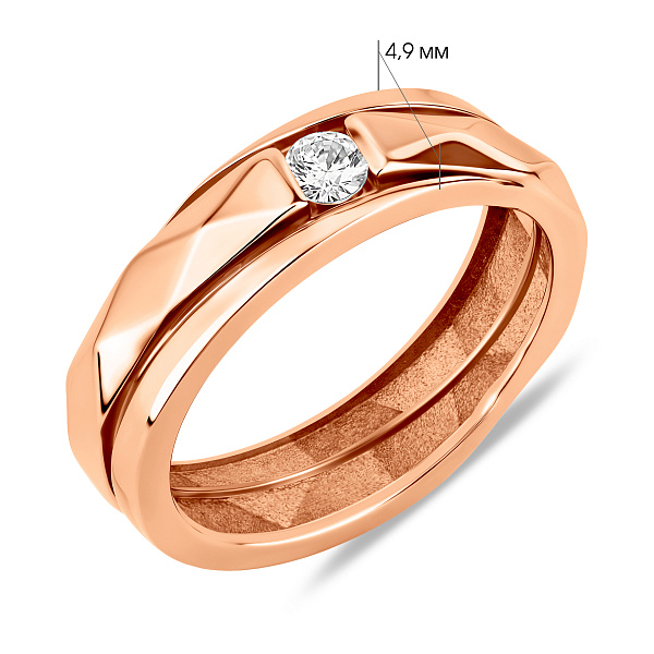 Золотое кольцо с фианитом (арт. 1401019) – изображение 5