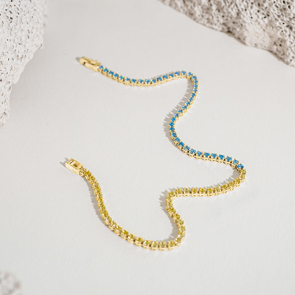 Теннисный браслет из желтого золота с фианитами (арт. 340038жгж) – изображение 2