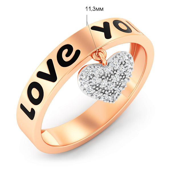 Золота каблучка Love You з емаллю (арт. 1401077еч) – зображення 4