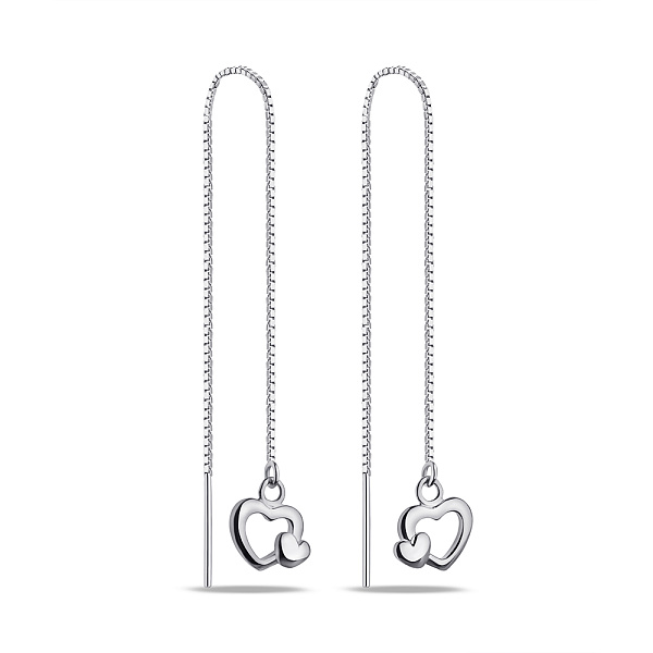 Серебряные серьги-протяжки Сердца (арт. 7502/9679) – изображение 1