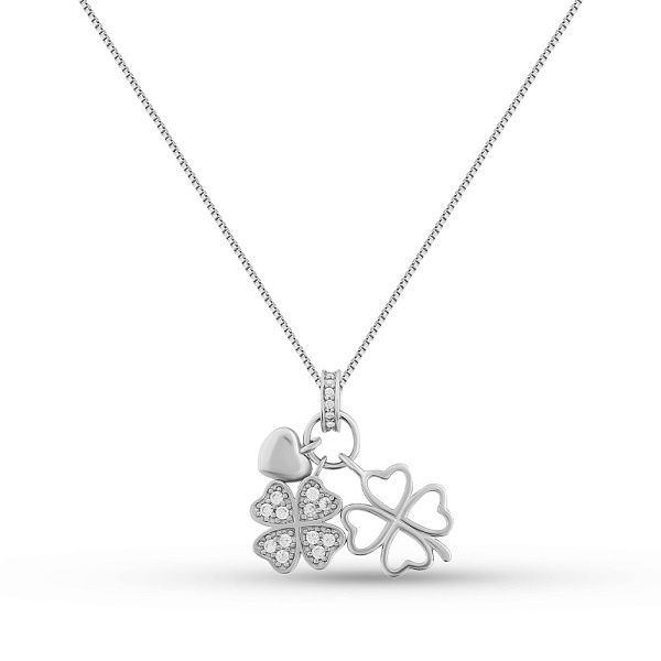 Серебряное колье Клевер с фианитами (арт. 7507/2358) – изображение 1