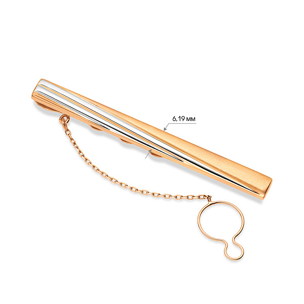 Затискач для краватки з червоного золота з родіюванням (арт. 200056р) – зображення 2