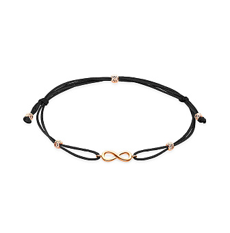 Браслет з чорною ниткою і з золотими вставками (арт. 340001ч)