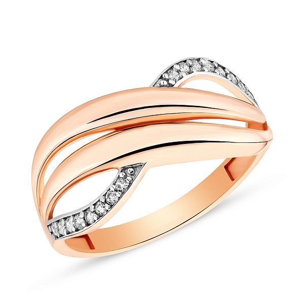 Каблучка з червоного золота з фіанітами (арт. 155121) – зображення 1