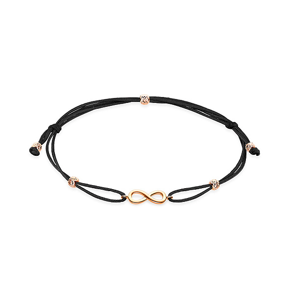 Браслет с черной нитью и с золотыми вставками (арт. 340001ч) – изображение 1