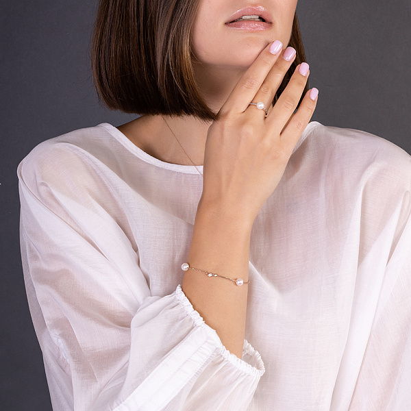 Золотий браслет з перлами та фіанітами (арт. 326292прлб) – зображення 2