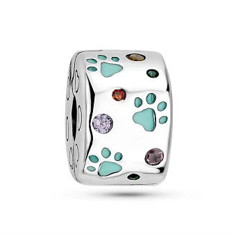 Серебряный шарм с эмалью и фианитами (арт. 7903/4352ег)