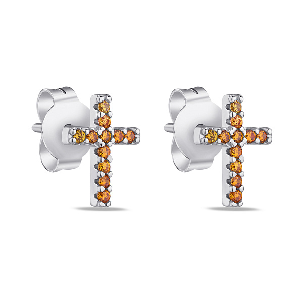 Пусеты Крестики из серебра  (арт. 7518/5101аж) – изображение 1