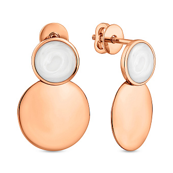 Фото Сережки-пусети Лýна з золота з емаллю (арт. 110295еп)