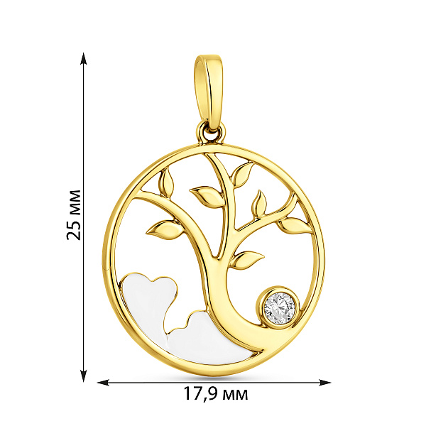 Подвеска из желтого золота с фианитом (арт. 440584ж) – изображение 2