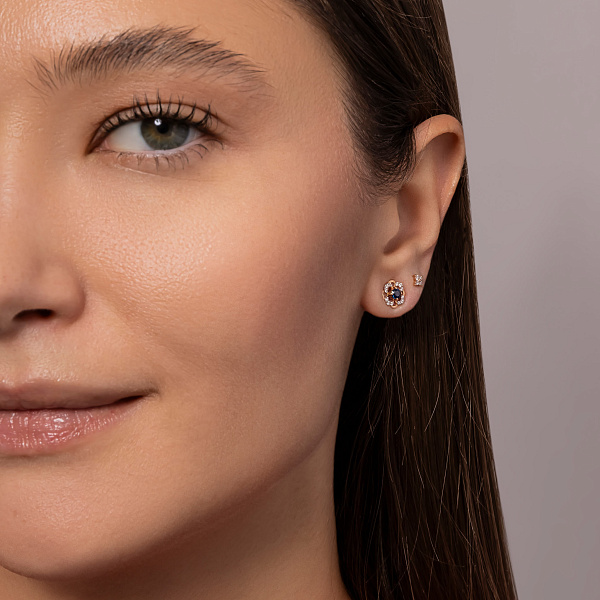 Пусеты из красного золота с бриллиантами (арт. Т011473010) – изображение 5