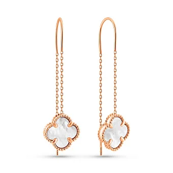 Серьги-протяжки из красного золота с перламутром (арт. 107498/10п)