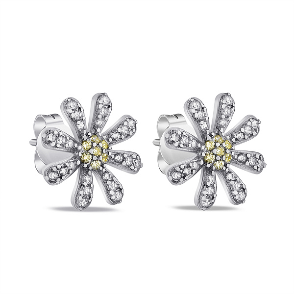 Серебряные серьги пусеты Цветок (арт. 7518/6478аж) – изображение 1