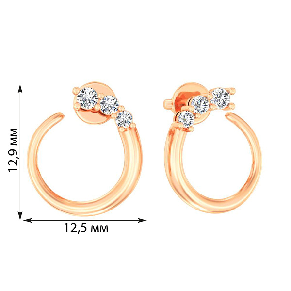 Сережки з червоного золота з діамантами  (арт. Т011389020) – зображення 3