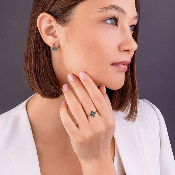 Золоті сережки з кварцом (арт. 111246Пз) – зображення 4