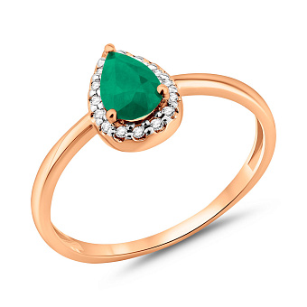 Золотое кольцо с изумрудом и бриллиантами (арт. К011235и)