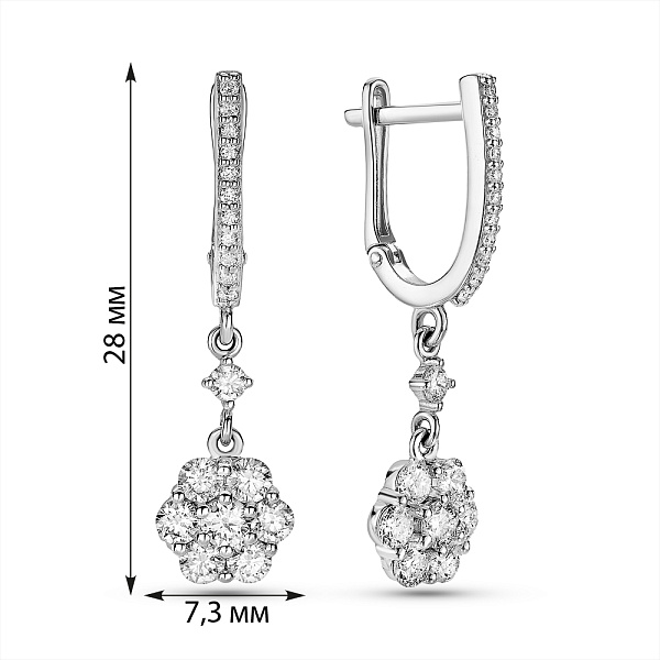 Серьги-подвески из белого золота с бриллиантами (арт. С011316100б) – изображение 3