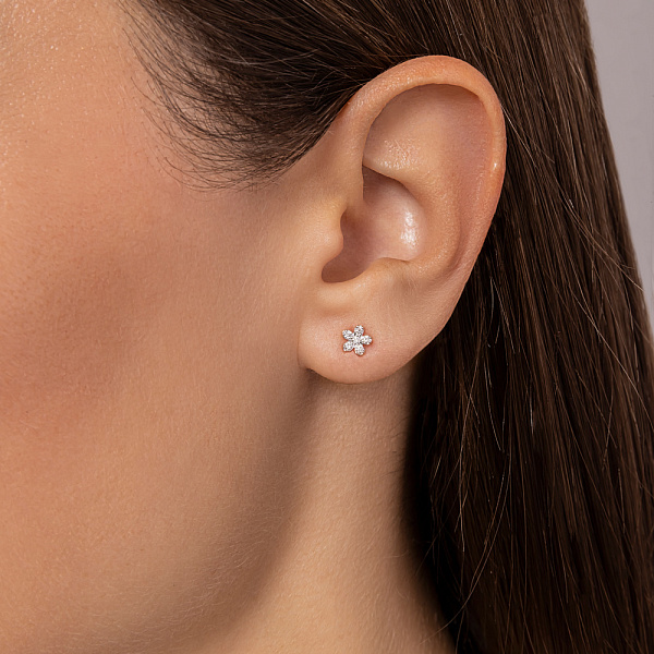 Золоті сережки Квіти з діамантами (арт. Т011592010) – зображення 2