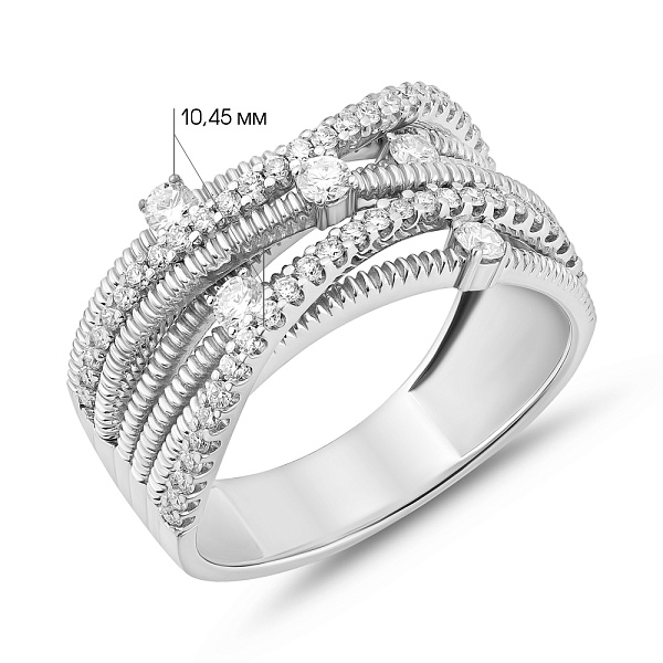 Широкое кольцо из белого золота с бриллиантами (арт. К011575040б) – изображение 4