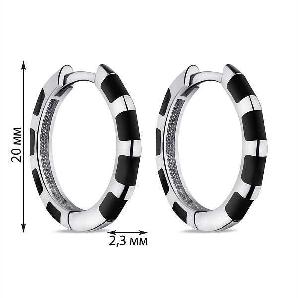 Срібні сережки з чорною флуоресцентною емаллю (арт. 7502/А236ечсю) – зображення 2