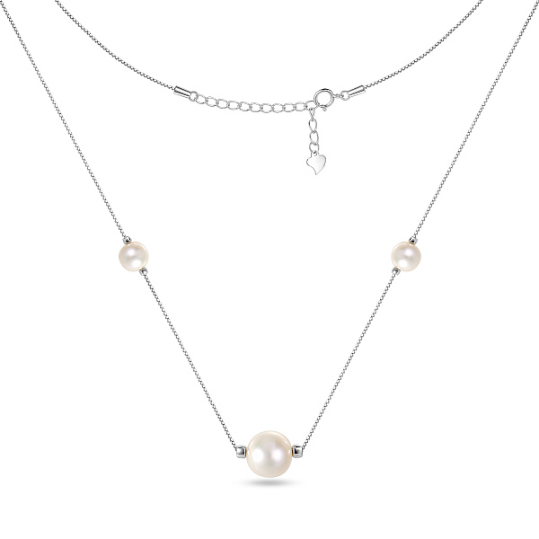 Серебряное колье с жемчужинами (арт. 7507/2679жб) – изображение 1
