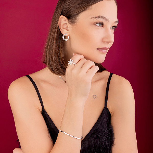 Серебряные серьги-пусеты с фианитами (арт. 7518/6454) – изображение 2