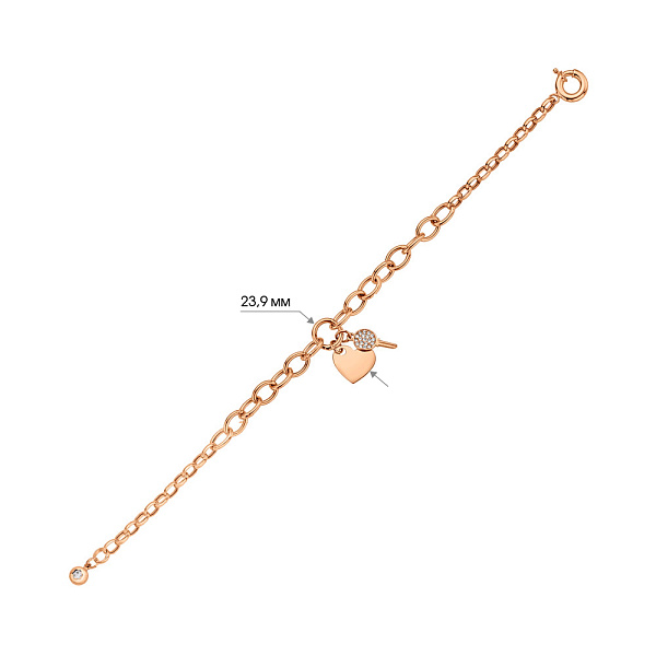 Браслет з червоного золота з підвіскою (арт. 326785П2) – зображення 3