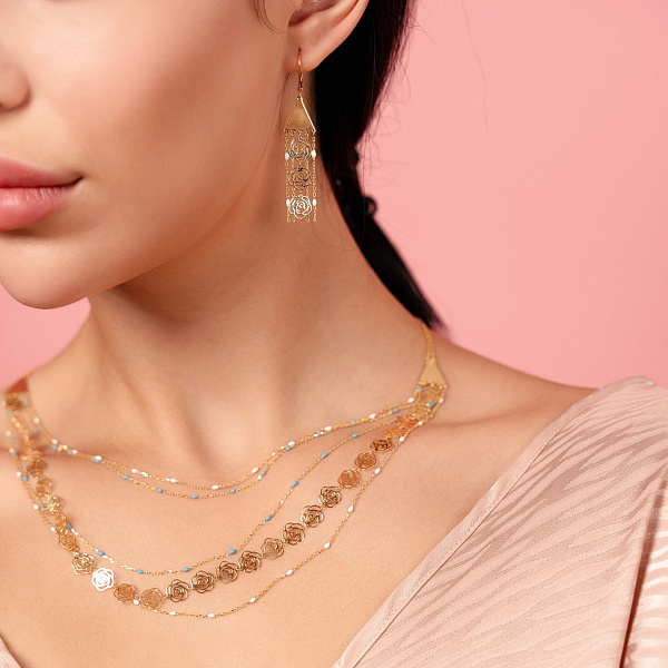 Многослойное колье Francelli из желтого золота с эмалью (арт. 352857жебг) – изображение 2