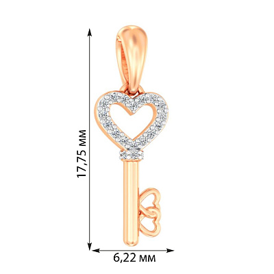 Золотий підвіс &quot;Ключик&quot; з діамантами (арт. П011205005)
