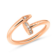 Кольцо в форме гвоздя из красного золота с фианитами (арт. 155543)