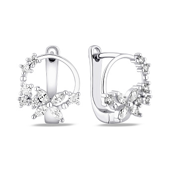 Фото Сережки срібні Квіти з фіанітами (арт. 7502/10180)