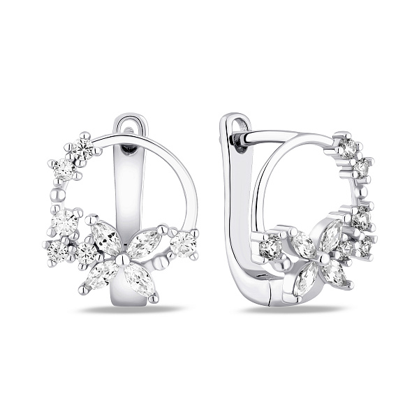 Сережки срібні Квіти з фіанітами (арт. 7502/10180) – зображення 1