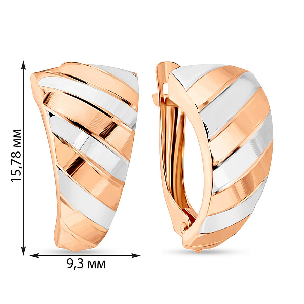 Золоті сережки в комбінованому кольорі металу (арт. 108040кб) – зображення 2