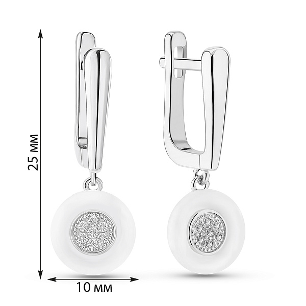 Срібні сережки з керамікою та фіанітами (арт. 7502/1154434кмб) – зображення 2